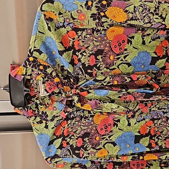 💕MILLE RESORT & TRAVEL ANTHROPOLOGIE💕 Blair Blouse ~ Tie Neck Green Motif XS - Picture 9 of 14